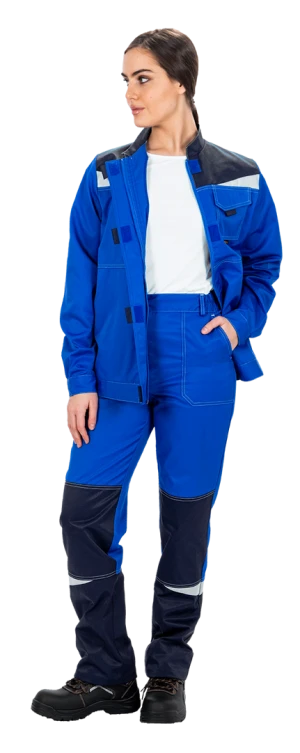 Костюм женский КМ-10 ЛЮКС от механических воздействий и ОПЗ (куртка, брюки), василек/синий