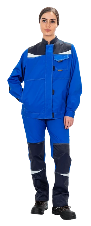 Костюм женский КМ-10 ЛЮКС от механических воздействий и ОПЗ (куртка, брюки), василек/синий