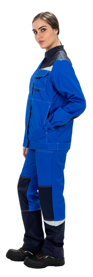 Костюм женский КМ-10 ЛЮКС от механических воздействий и ОПЗ (куртка, брюки), василек/синий