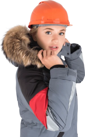 Куртка женская ХАЙ-ТЕК от пониженных температур воздуха и ветра, механических воздействий и ОПЗ, серый/красный/черный Кур 669