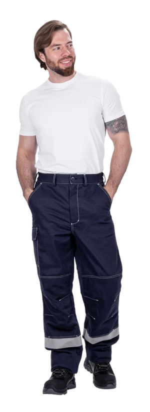 Костюм мужской МЕГАСТАТОЙЛ  для защиты от нефтепродуктов, кратковременного воздействия пламени, статического электричества, цвет темно-синий Кос 415