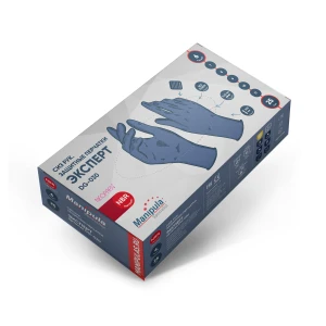 Перчатки ЭКСПЕРТ (DG-030), нитрил/неопрен, 0.23 мм, неопудренные, текстурированные, цвет синий Пер 627