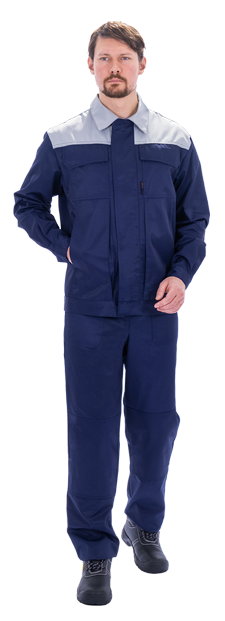 Костюм мужской ТЕХНИК 2 от механических воздействий и ОПЗ (куртка, полукомбинезон), темно-синий/серый