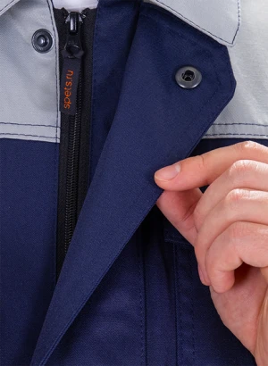 Костюм мужской ТЕХНИК 2 от механических воздействий и ОПЗ (куртка, полукомбинезон), темно-синий/серый