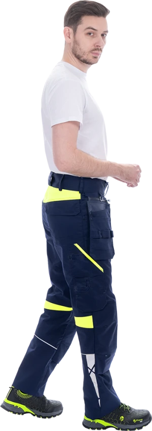 Брюки мужские ACTIVE FLEX / АКТИВ ФЛЕКС для защиты от механических воздействий и ОПЗ, т.синий-флуоресцентный желтый