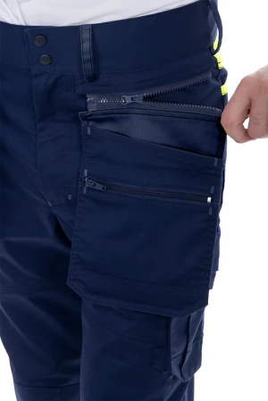 Брюки мужские ACTIVE FLEX / АКТИВ ФЛЕКС для защиты от механических воздействий и ОПЗ, т.синий-флуоресцентный желтый
