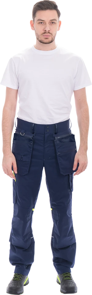 Брюки мужские ACTIVE FLEX / АКТИВ ФЛЕКС для защиты от механических воздействий и ОПЗ, т.синий-флуоресцентный желтый