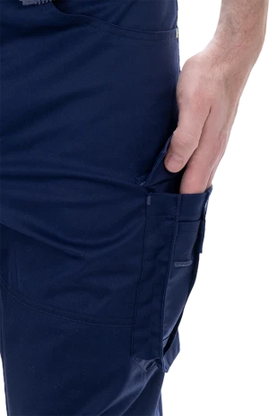 Брюки мужские ACTIVE FLEX / АКТИВ ФЛЕКС для защиты от механических воздействий и ОПЗ, т.синий-флуоресцентный желтый