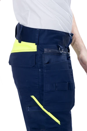 Брюки мужские ACTIVE FLEX / АКТИВ ФЛЕКС для защиты от механических воздействий и ОПЗ, т.синий-флуоресцентный желтый