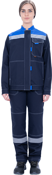 Костюм РАЦИОНАЛИЗАТОР летний, синий-василек, 100% х/б, женский (куртка, брюки) Кос 1710