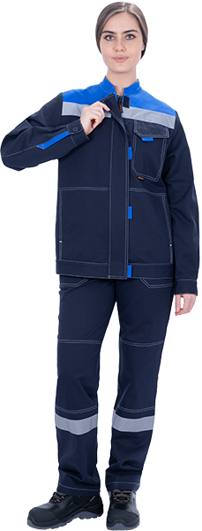 Костюм РАЦИОНАЛИЗАТОР летний, синий-василек, 100% х/б, женский (куртка, брюки)