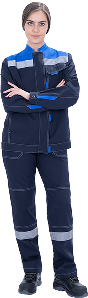 Костюм РАЦИОНАЛИЗАТОР летний, синий-василек, 100% х/б, женский (куртка, брюки)