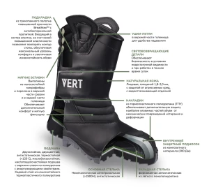 Сапоги VERT (VERT 3009) с КП и КС, кожаные ПУ/ТПУ