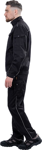 Костюм мужской ФОРПОСТ летний для защиты от механических воздействий и ОПЗ (куртка, брюки), цвет черный Кос 1863