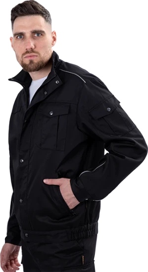 Костюм мужской ФОРПОСТ летний для защиты от механических воздействий и ОПЗ (куртка, брюки), цвет черный Кос 1863