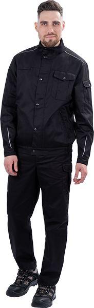 Костюм мужской ФОРПОСТ летний для защиты от механических воздействий и ОПЗ (куртка, брюки), цвет черный