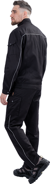 Костюм мужской ФОРПОСТ летний для защиты от механических воздействий и ОПЗ (куртка, брюки), цвет черный Кос 1863