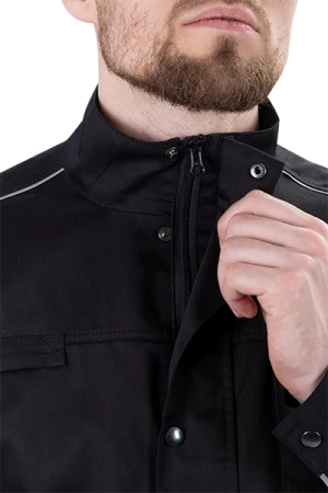 Костюм мужской ФОРПОСТ летний для защиты от механических воздействий и ОПЗ (куртка, брюки), цвет черный Кос 1863