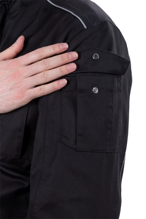 Костюм мужской ФОРПОСТ летний для защиты от механических воздействий и ОПЗ (куртка, брюки), цвет черный Кос 1863