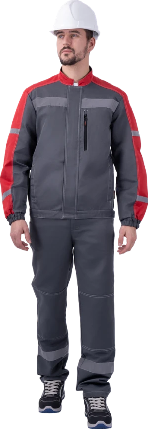 Костюм РОУД летний, серый-красный (Куртка+полукомбинезон)
