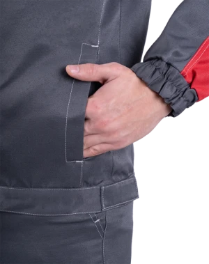 Костюм РОУД летний, серый-красный (Куртка+полукомбинезон)