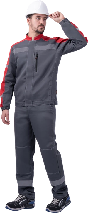 Костюм РОУД летний, серый-красный (Куртка+полукомбинезон)
