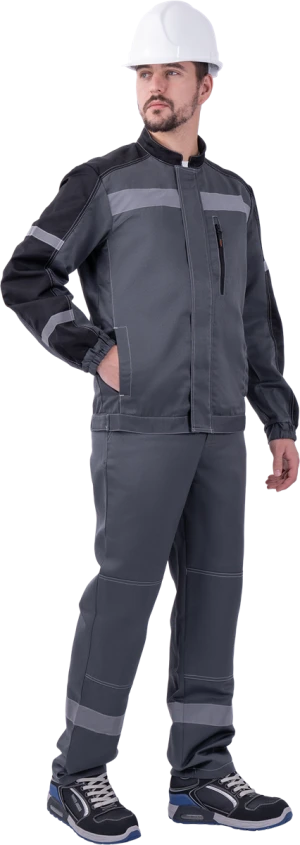 Костюм РОУД летний, серый-чёрный (Куртка+полукомбинезон)