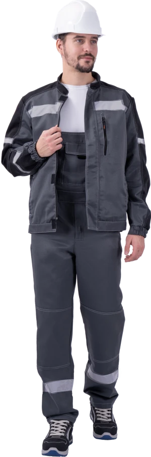 Костюм РОУД летний, серый-чёрный (Куртка+полукомбинезон)