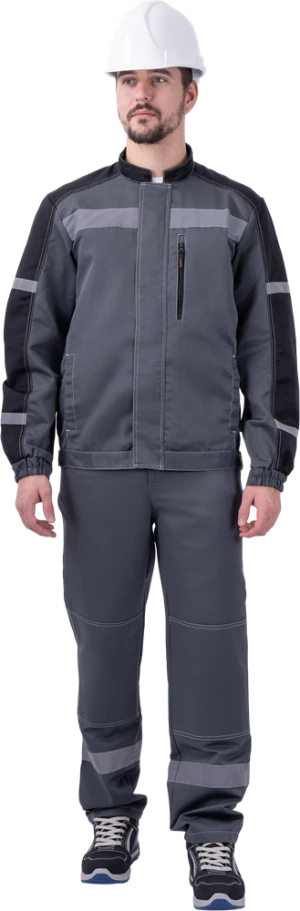 Костюм РОУД летний, серый-чёрный (Куртка+полукомбинезон)