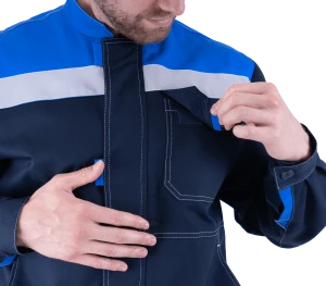 Костюм мужской РАЦИОНАЛИЗАТОР от механических воздействий и ОПЗ (куртка, брюки), темно-синий/василёк