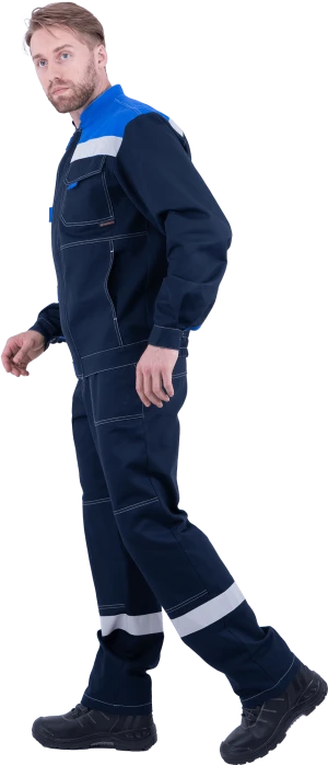 Костюм мужской РАЦИОНАЛИЗАТОР от механических воздействий и ОПЗ (куртка, брюки), темно-синий/василёк