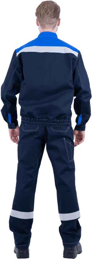 Костюм мужской РАЦИОНАЛИЗАТОР от механических воздействий и ОПЗ (куртка, брюки), темно-синий/василёк