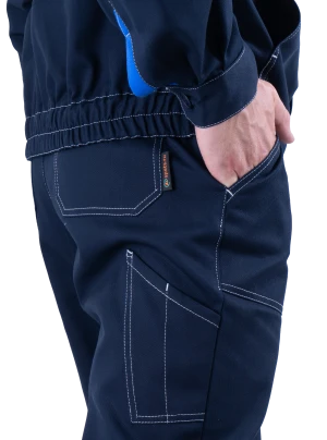 Костюм мужской РАЦИОНАЛИЗАТОР от механических воздействий и ОПЗ (куртка, брюки), темно-синий/василёк