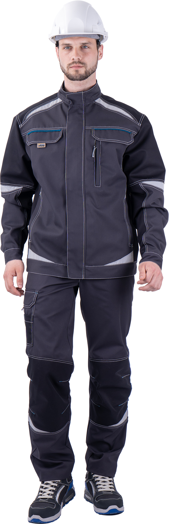 Куртка мужская ТУРБО SAFETY от механических воздействий и ОПЗ, темно-серая/чёрная
