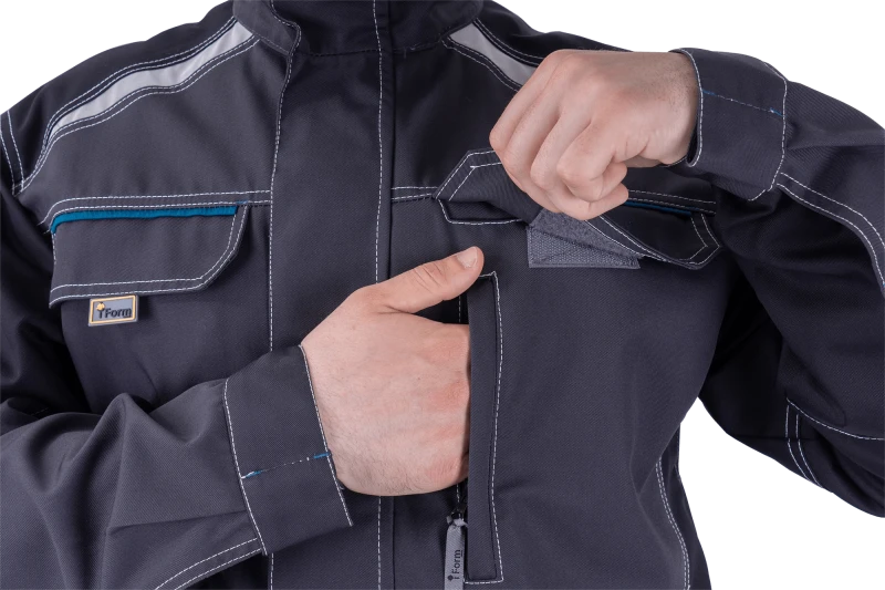 Куртка мужская ТУРБО SAFETY от механических воздействий и ОПЗ, темно-серая/чёрная