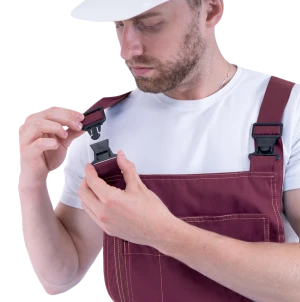 Костюм мужской КМ-10 ЛЮКС от механических воздействий и ОПЗ (куртка, полукомбинезон), бордовый/жёлтый/чёрный