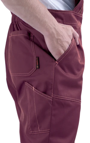 Костюм мужской КМ-10 ЛЮКС от механических воздействий и ОПЗ (куртка, полукомбинезон), бордовый/жёлтый/чёрный