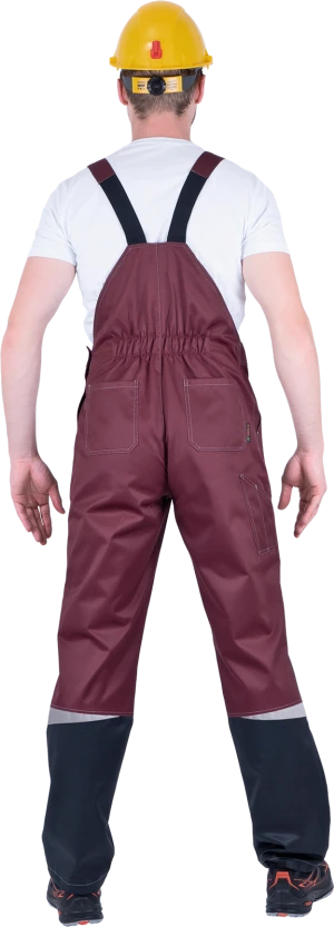 Костюм мужской КМ-10 ЛЮКС от механических воздействий и ОПЗ (куртка, полукомбинезон), бордовый/жёлтый/чёрный