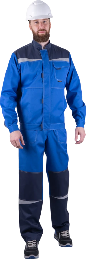 Костюм мужской КМ-10 ЛЮКС от механических воздействий и ОПЗ (куртка, брюки),  василек/темно-синий
