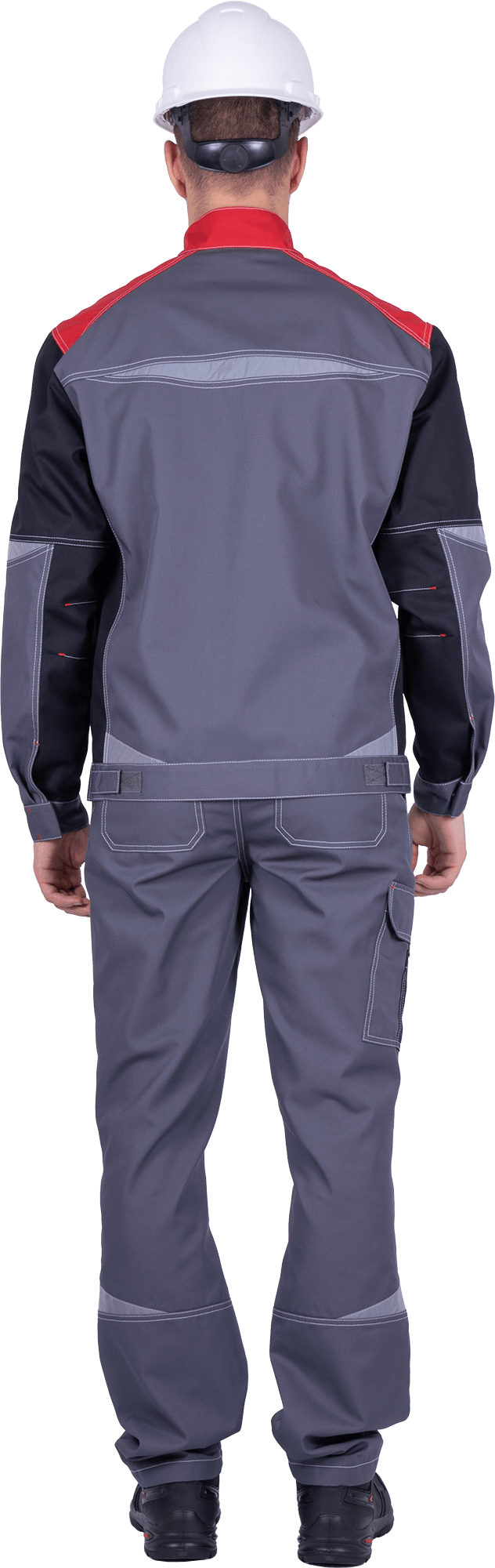 Куртка мужская ТУРБО SAFETY от механических воздействий и ОПЗ, цв. серый/чёрный/красный