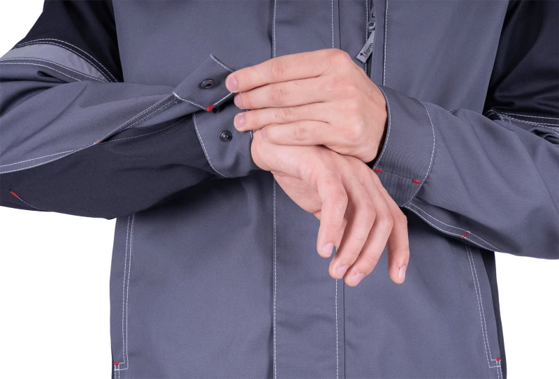 Куртка мужская ТУРБО SAFETY от механических воздействий и ОПЗ, цв. серый/чёрный/красный