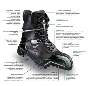 Ботинки VERT (VERT 3004) высокий берец с КП и КС, кожаные ПУ/ТПУ