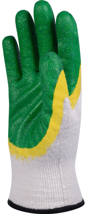 Перчатки ГРИН УТЕПЛЕННЫЕ, (Л-21-13) х/б с 2-м латексом Пер 083
