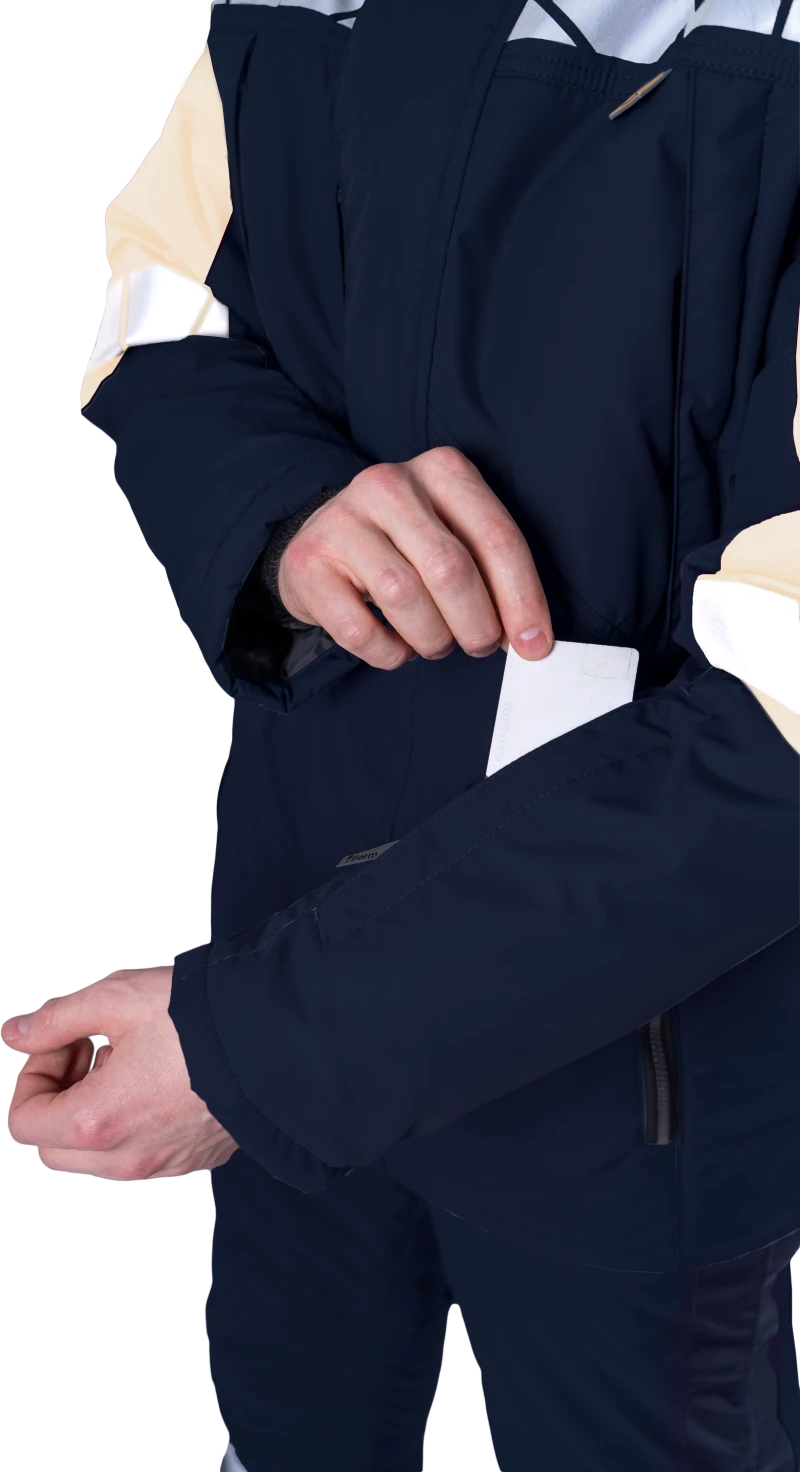 Куртка мужская ХАЙ-ТЕК SAFETY от пониженных температур воздуха и ветра, механических воздействий и ОПЗ, синий/бежевый