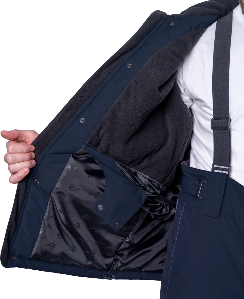 Куртка мужская ХАЙ-ТЕК SAFETY от пониженных температур воздуха и ветра, механических воздействий и ОПЗ, синий/бежевый