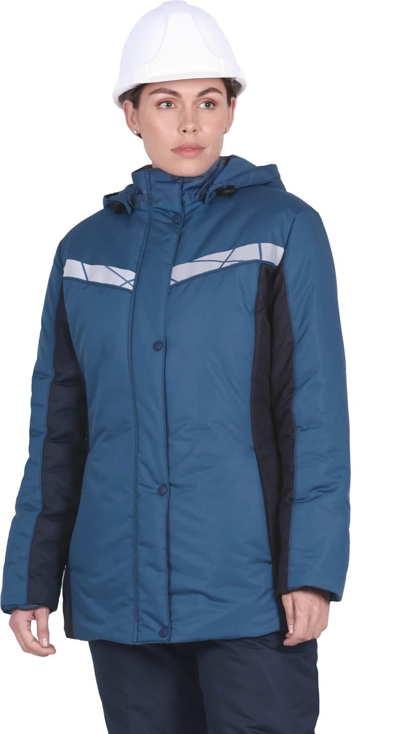 Куртка ВИРАЖ НЕО зимняя, морская волна-т/синяя, женская