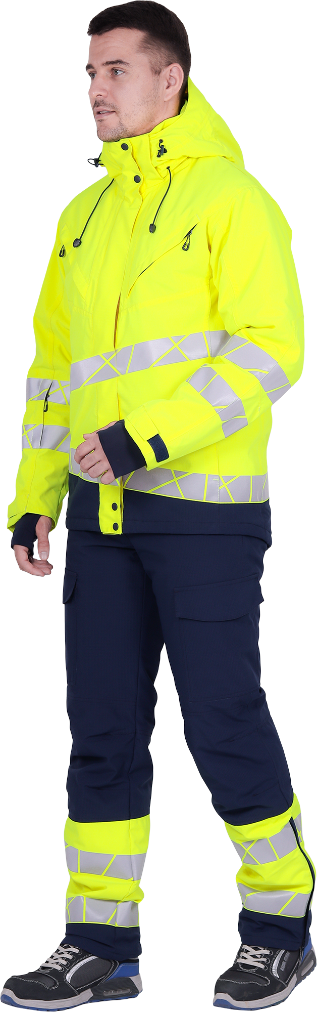 Куртка мужская утепленная ACTIVE, флуоресцентный желтый-синий
