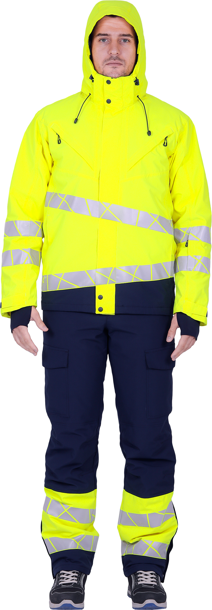 Куртка мужская утепленная ACTIVE, флуоресцентный желтый-синий