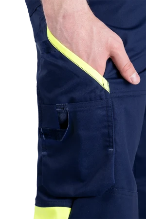 Полукомбинезон мужской ACTIVE FLEX / АКТИВ ФЛЕКС для защиты от механических воздействий и ОПЗ, т.синий/флуоресцентный желтый