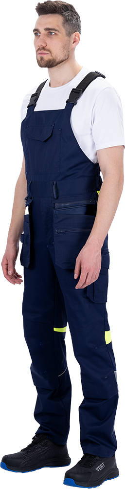Полукомбинезон мужской ACTIVE FLEX / АКТИВ ФЛЕКС для защиты от механических воздействий и ОПЗ, т.синий/флуоресцентный желтый